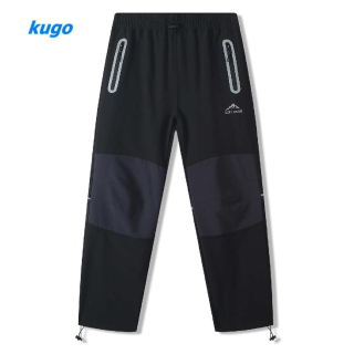 Dětské softshellové kalhoty letní Kugo HK8589 černá / šedá kolena, vel. 134-164